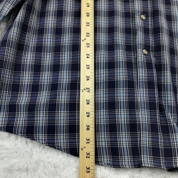 North Crest Mens Shirt Button Down Wrinkle Free Blue Plaid Long Sleeve XL - Picture 8 of 12